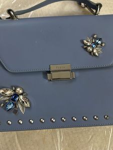 Chic Blue Studded Shoulder Bag