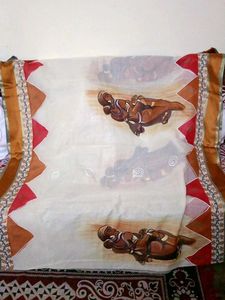 Hand-Painted half hussar Saree with Unique Motifs