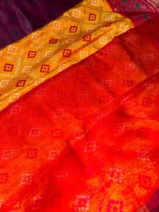 Vibrant Yellow &amp; Red Saree