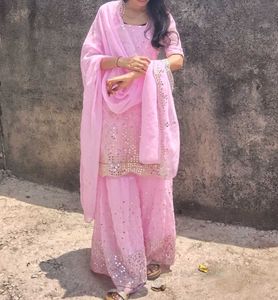 Pink Mirror Work Dress