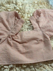 Striped Twist Front Crop Top