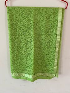 Lime Green Lace Saree with Embellishments