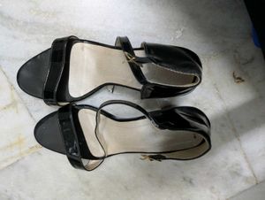 Used Black Patent Ankle Strap Heels