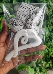 2 Pack Polka Dot Scrunchie with Clip Set