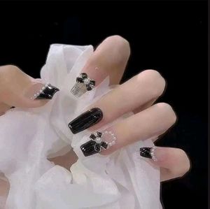 Vembley Elegant Black Pearl Press On Nails