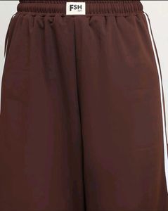 Brown Wide Leg Track Pants