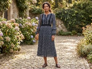 Floral Print Long Sleeve Midi Dress
