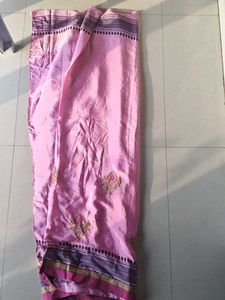 Beautiful Pink Saree with Gold Embroidery