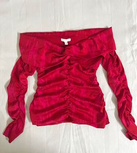 H&M Vibrant Pink-Red ruched top