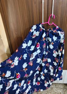 Navy Blue Floral long flared skirt