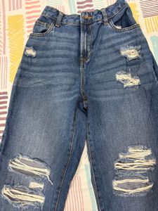 Trendy Ripped Blue Denim Jeans