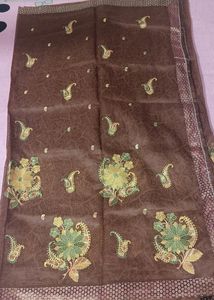 Coffee Brown Chanderi Cotton Saree