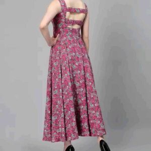 Pink Floral Cutout Maxi Dress M-SIZE