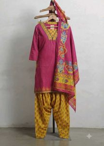 Vibrant Pink &amp; Yellow Kurta Set