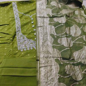 Jaam Cotton Suit , dress material with Banarasi Du