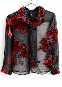 Hey - Sheer Floral Black Party Wear Shirt