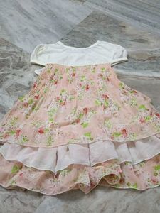 Girls Floral Print Lace Dress