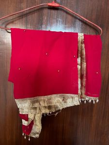 Elegant Red Velvet Kurta with Intricate Embroidery