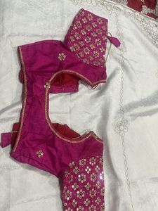 Embroidered Pink Blouse with Mirror Work