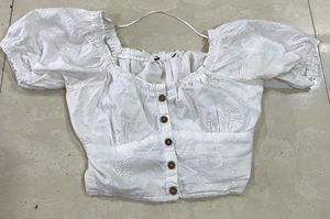 White Cottage Core Top