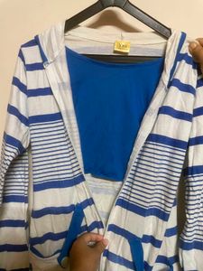 Striped Hoodie With Blue Top