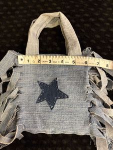 Pintresty Denim Mini fringe Bag with Star Detail