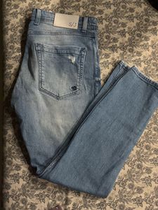 Stylish Distressed Blue Jeans