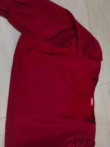 Stylish Red Top with Puff Sleeves