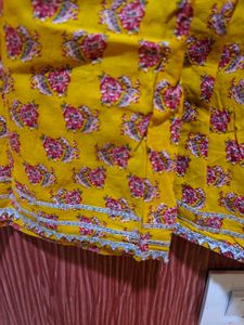 Girls Orange Printed Kurta with Sharara