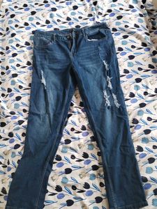 Stylish Ripped Blue Denim Jeans