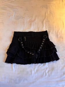 Gothic Ruffle Skirt with Buckle Straps