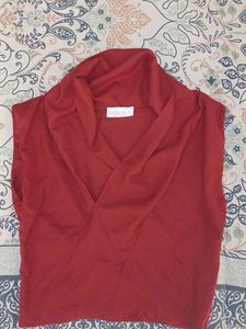 Burgundy Cowl Neck Top