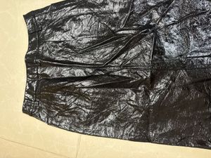 Black Faux Leather Midi Skirt