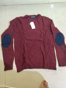 Men's Maroon Sweater with Elbow Patches