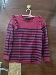 Striped Ruffle Sleeve Top