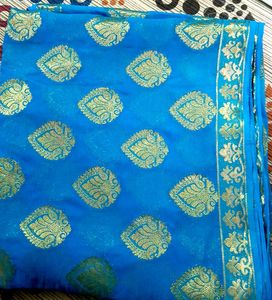 Beautiful Blue Banarasi Silk Saree