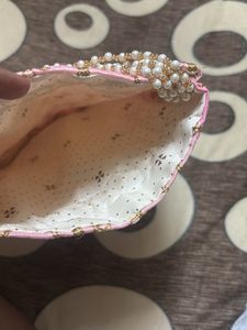 Elegant Pink Embroidered Clutch