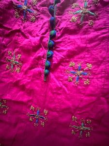 Pure cotton Pink Embroidered Anarkali Suit