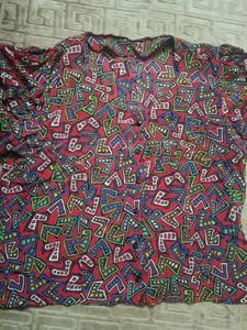 Retro Print Button-Down Top