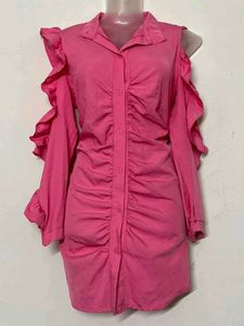 Pinterest Pink Cold Shoulder Ruched Dress