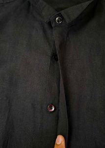 ZARA MEN  black manderin neck linen Shirt