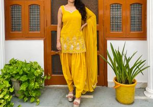 Yellow patiala Kurta suit Set with Dupatta