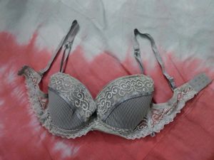 Lace Trim Striped Bra