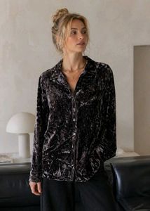 Crushed Velvet Button-Down Shirt