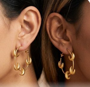 Gold Crescent Moon Hoop Earrings