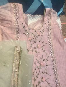 Pink Embroidered Kurta Set with Dupatta