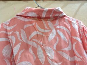 Stylish Coral Leaf Print Button-Up Shirt