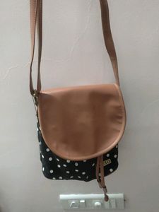 Kleio Brown Black Polka Dots Sling Bag
