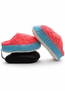 Handmade Crochet Baby Booties (Coral & Blue)