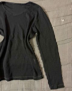 Black Striped Long Sleeve Top